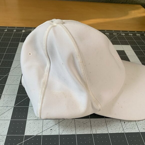 Lululemon Fast Free Run Running Athletic Hat Cap White Reflective Logo *STAINS - Picture 5 of 13